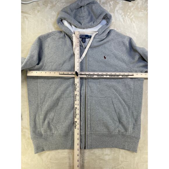 POLO RALPH LAUREN Vintage Grey Full Zip Men’s Thermal Lined Hoodie Sweater XXL - Picture 3 of 16
